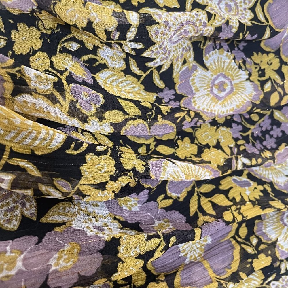 Zara Floral One Shoulder Mini Dress purple gold floral size small - Picture 11 of 12